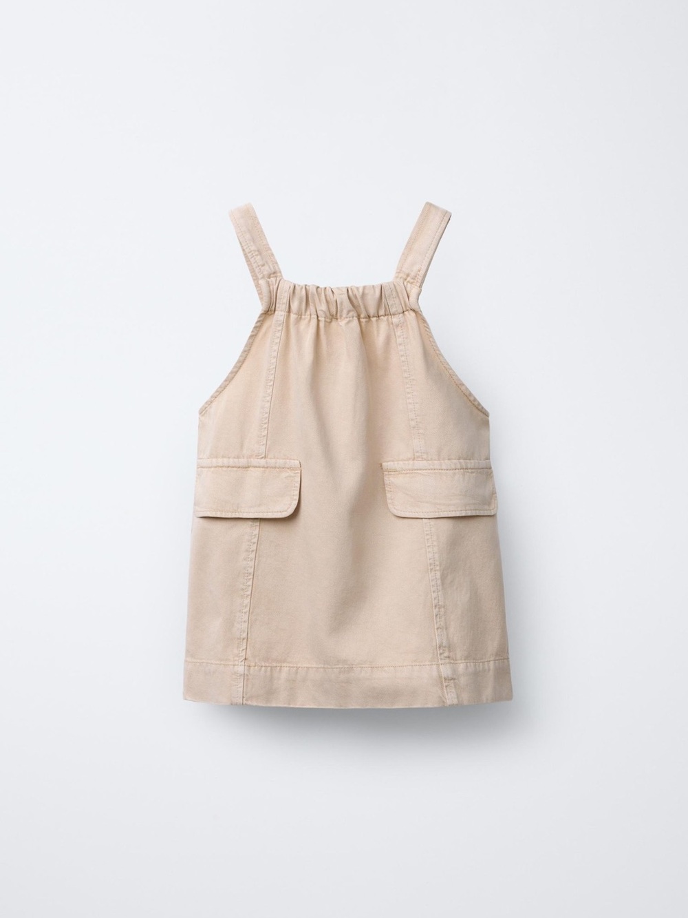 Zara Beige Pinafore Dress for Kids - Tan Pocket Jumper size 1.5Y pre-owned